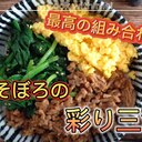 彩り豊か！豚そぼろを使った三色丼